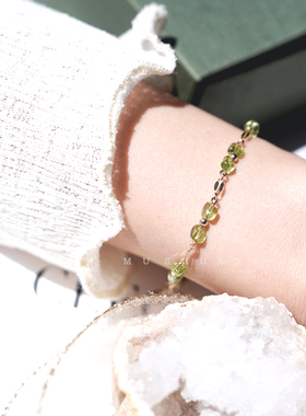 橄榄石小清新绿水晶手链不褪色