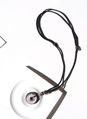 平安扣银曜石项链黑水晶黑曜石