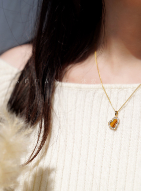 虎眼石项链黄虎眼虎睛石锁骨链