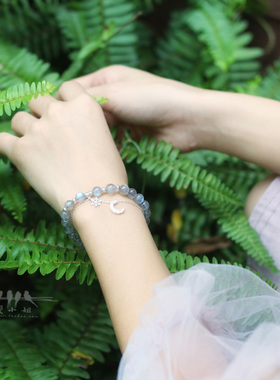 灰月光石手链天然水晶