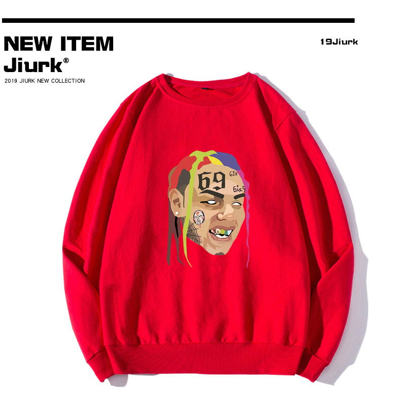 美国血帮6ix9ine匪帮说唱歌手hiphop彩虹哥同款圆领卫衣嘻哈上衣_虎窝淘