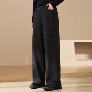 【保暖加绒裤子】纤莉秀大码女装时髦撒银设计休闲裤胖mm冬装新款