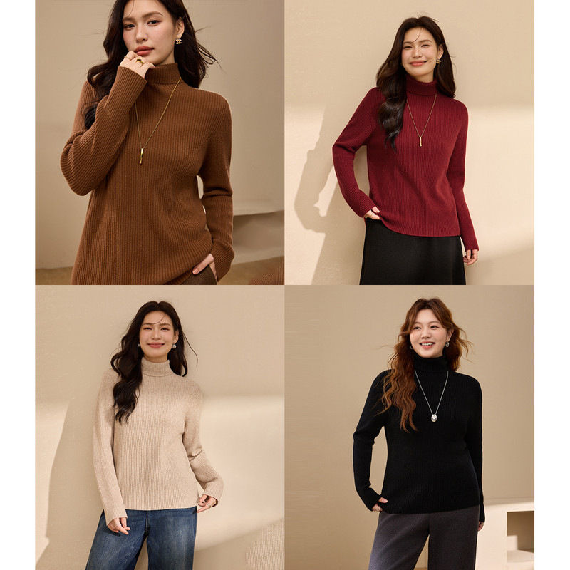 【美利奴绵羊毛】无缝一体山羊绒慵懒感高领毛衣胖mm2025冬装新款,淘宝优惠券,粉丝福利购,淘宝优惠卷