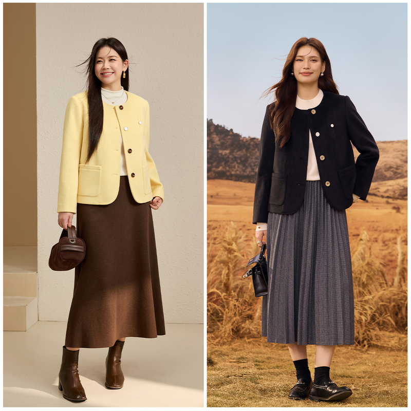 【韩系百搭圆领棉服】纤莉秀大码女装洋气时髦外套胖mm2025冬新款 - 图2