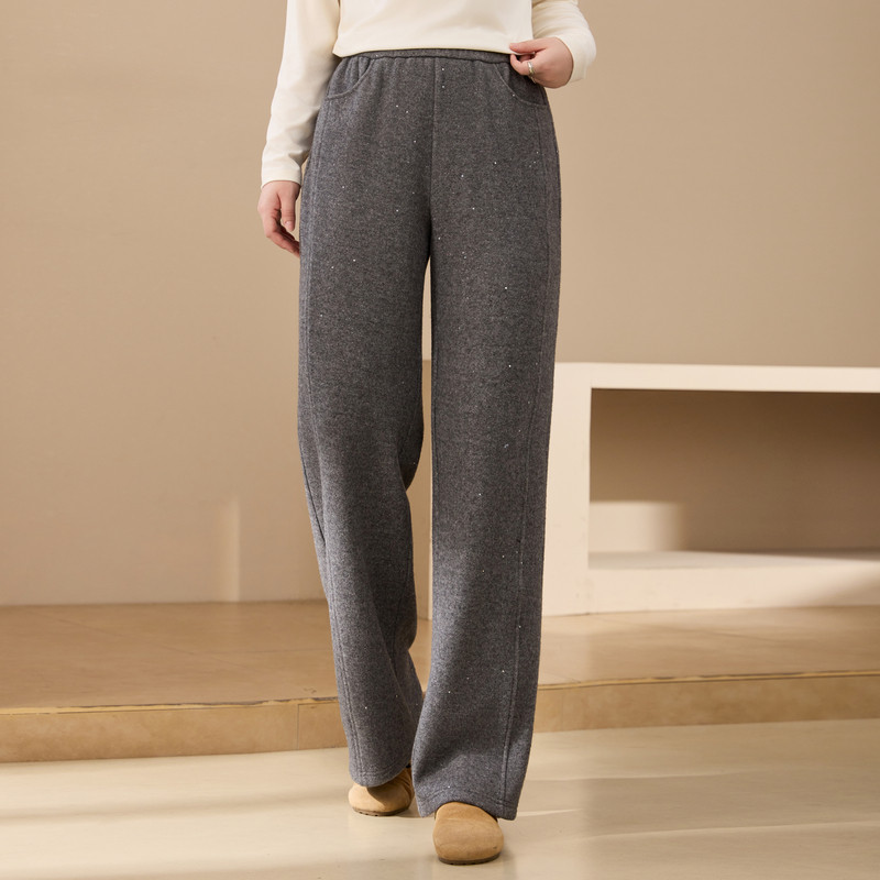 【保暖加绒裤子】纤莉秀大码女装时髦撒银设计休闲裤胖mm冬装新款,淘宝优惠券,粉丝福利购,淘宝优惠卷