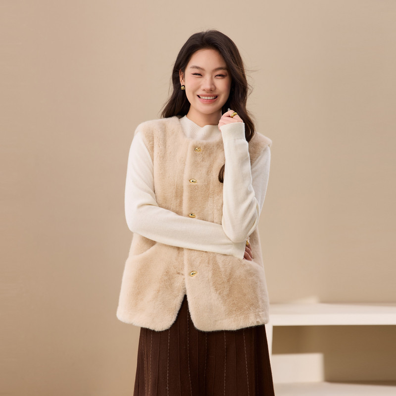 【环保皮草马甲】毛乎乎叠穿软糯坎肩纤莉秀大码女装胖mm冬装新款,淘宝优惠券,粉丝福利购,淘宝优惠卷