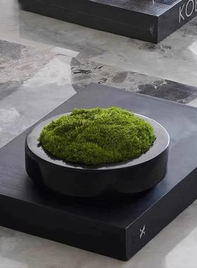 现代样板房客厅茶几酒店洽谈桌托盘书籍永生苔藓组合装饰摆件