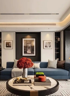 意是轻奢样板房客厅茶几红色系真花艺永生苔藓书籍豹子装饰摆件