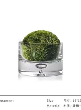 现代中古侘寂风样板房客厅茶几台灯咖啡壶托盘面包永生苔藓摆