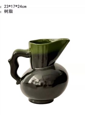 中古老钱风酒店样板房餐桌玄关客厅抽象陶瓷树脂玉石插花花瓶摆件