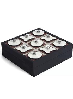 现代轻奢样板房客厅茶几售楼处酒店洽谈桌花艺盒子组合装饰摆件