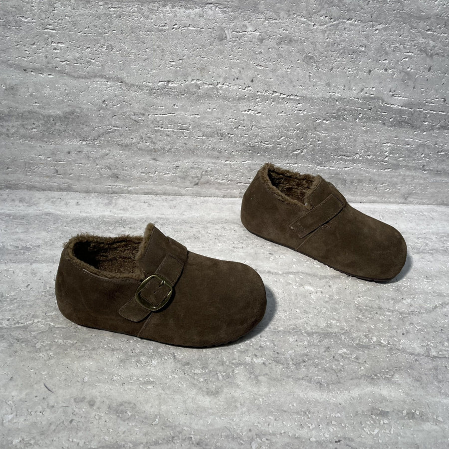 欧洲站女鞋2025冬季新款欧货真皮牛反绒加绒保暖平底穆勒鞋棉鞋女,淘宝优惠券,粉丝福利购,淘宝优惠卷