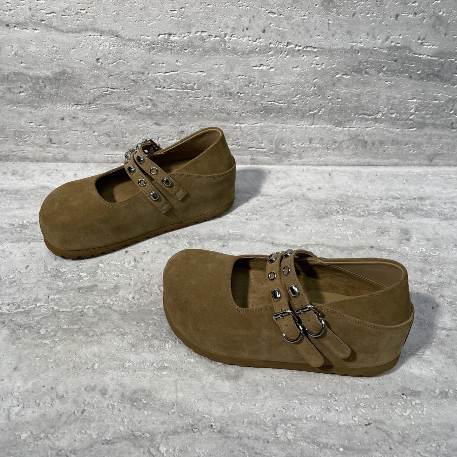 女鞋2025秋季新款真皮牛反绒一字带铆钉内增高浅口厚底玛丽珍鞋女,淘宝优惠券,粉丝福利购,淘宝优惠卷