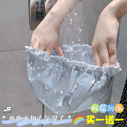 Recommended by bloggers! Women's double-layer waterproof shower cap