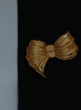yuwelry中古铜镀金女蝴蝶结胸针