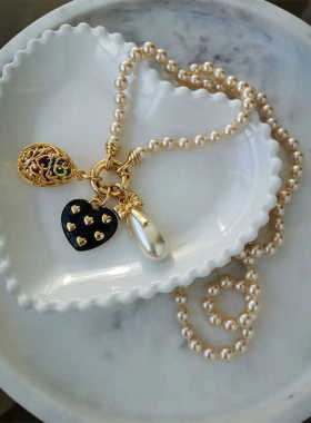 yuwelry锆石铜珍珠女镂空项链