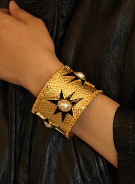 海星手镯拉夸黄铜中古女士复古