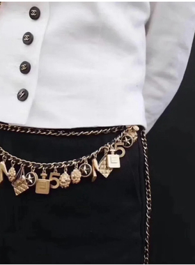 yuwelry铜镀金编织多元素腰链