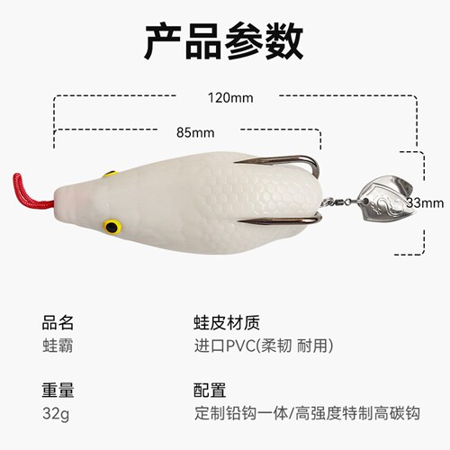 新款雷蛙打黑专用32大克重号PVC亮片远投改装钓黑鱼雷强路亚假饵 - 图3