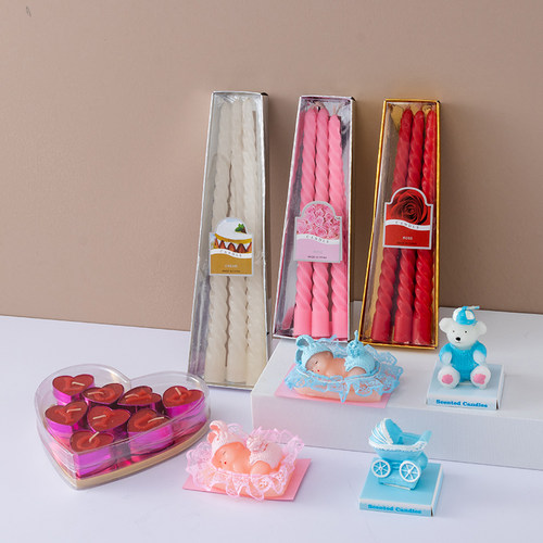 欧式螺纹蜡烛婚庆烛光晚餐节日螺旋式长杆蜡烛多色浪漫家居摆件 - 图2