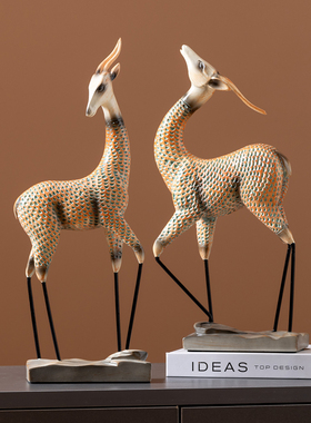 速发一鹿有艺创意鹿摆件柜式家居软装客厅酒欧摆件结婚礼物装饰工