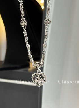 甜酷风镶钻爱心八芒星项链