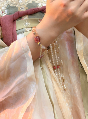 手作款 天然石彩色串珠手链轻奢小众精致夏季高级感手饰女冷淡风