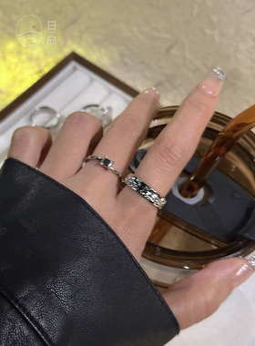 女铜ins风精致素圈两件套戒指