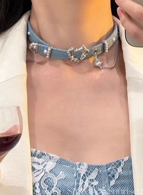 自留款～牛仔朋克爱心chocker女颈链项圈锁骨链小众设计高级配饰