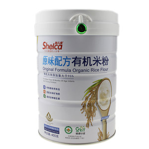 施儿佳益生菌有机米粉铁锌钙米糊400g罐装婴幼儿谷物辅助食品米粉