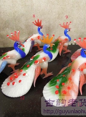 纯手工制作动物琉璃孔雀小摆件