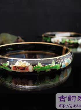 罕见北京景泰蓝椭圆形开口手镯