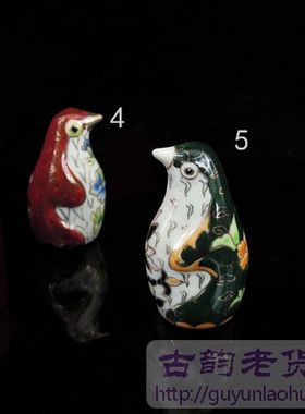 陶瓷动物手绘粉彩企鹅摆件