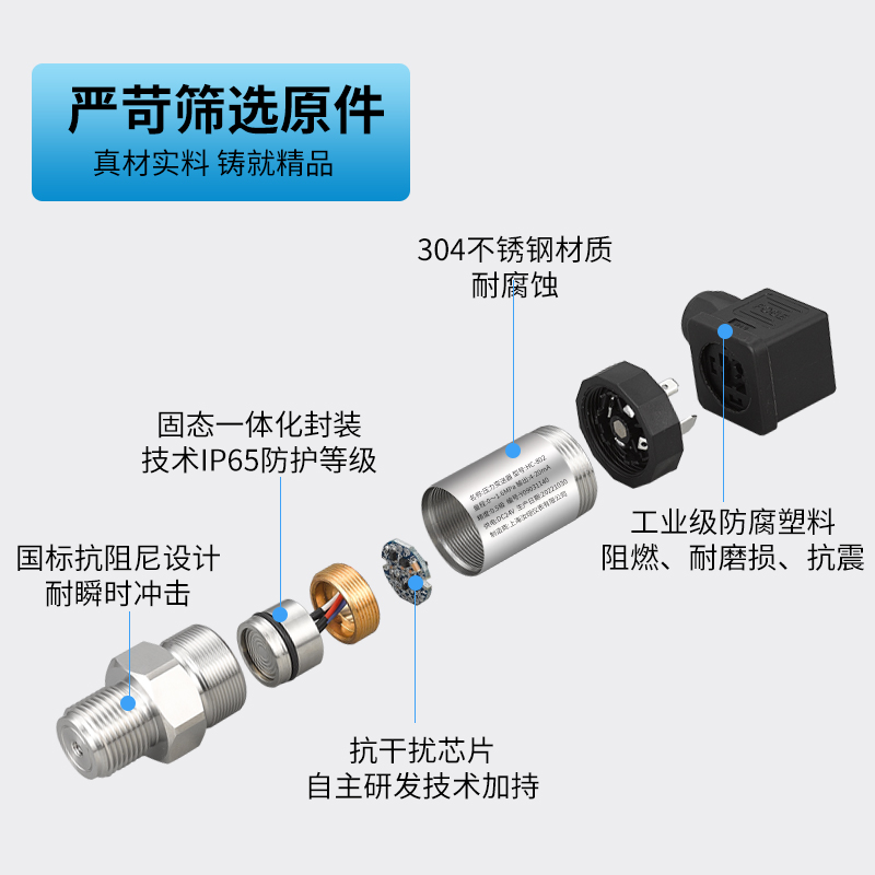 压力变送器恒压供水高精度液压-小巧水压气压压力传感器4油压20mA - 图2