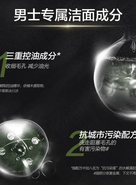 男士控油清爽抗痘洗面奶泡沫