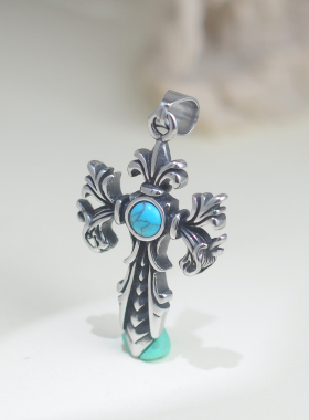 十饰纪潮流雕花造型十字架吊坠