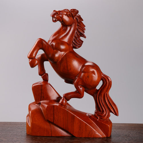 红花梨实木马摆件动物生肖木雕马中式家居办公室木质工艺品 - 图2