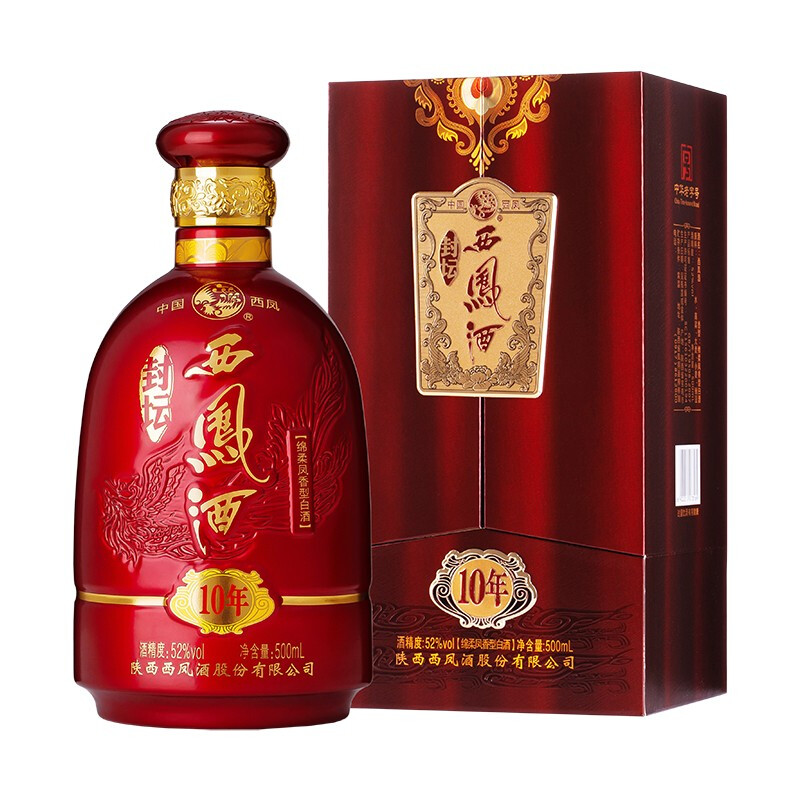 西凤酒礼盒装封坛10年凤香型52度500ml*2节日送礼长辈口粮白酒-图1