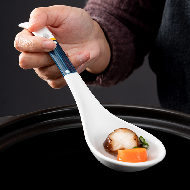 onlycook日式大号汤勺家用陶瓷大勺子长柄盛汤勺舀粥调羹汤匙餐具_虎窝淘