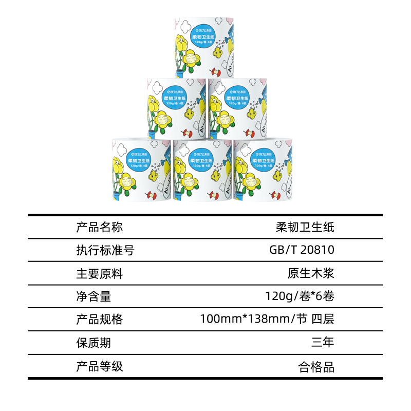 “浇了么”有芯卷纸四层120g*6卷原生木浆柔韧卫生纸 - 图3