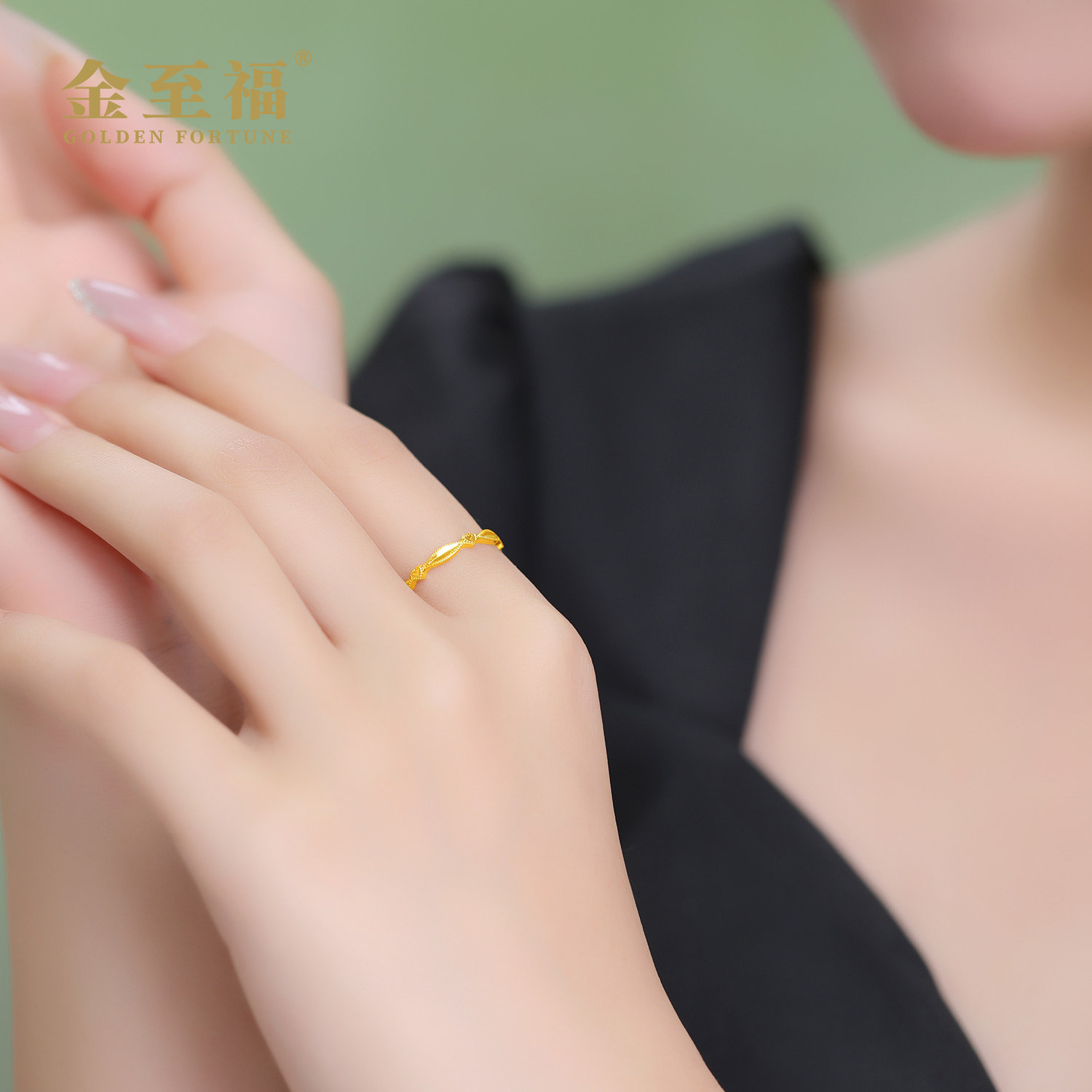 Jinzhifu 2026 new pure gold love ring