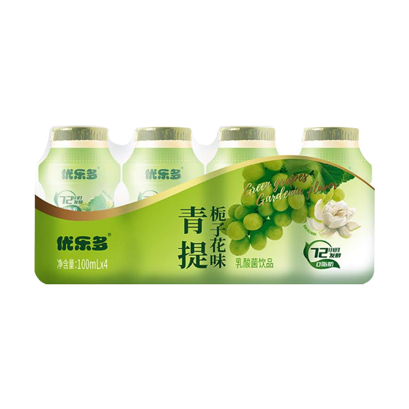 优乐多乳酸菌饮料青提栀子花味100ml*4瓶