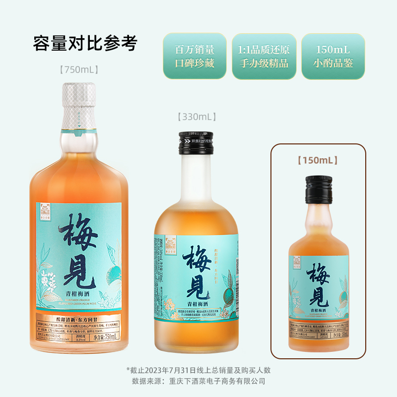 梅见青柑梅酒150ml*1瓶小酒新会青皮梅子酒14度微醺-图3