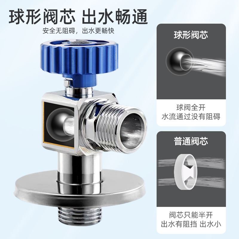 潜水艇角阀燃气热水器专用球阀全铜球形三角阀冷热水大流量八字阀