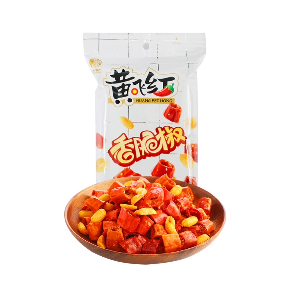 黄飞红麻辣花生香脆椒辣椒55g*5袋下酒菜夜宵小吃特产休闲小零食 - 图0