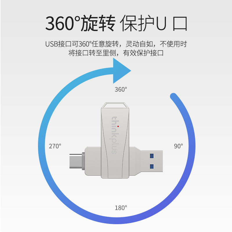 联想thinkplus双接口U盘MU252电脑手机两用Type-c/USB旋转口闪存-图1