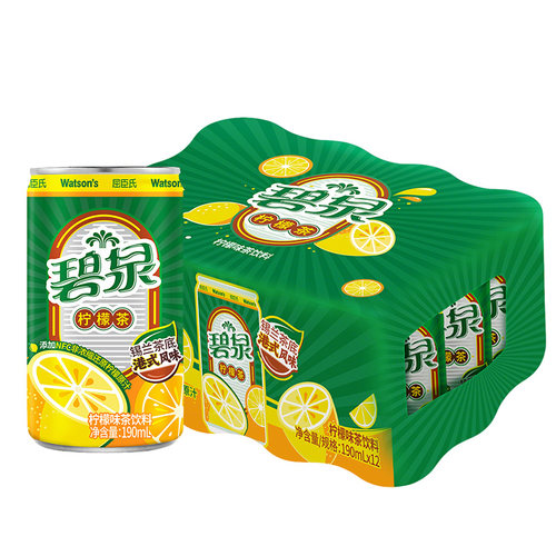 屈臣氏碧泉柠檬茶190mL*12罐果味茶饮料锡兰茶底解腻小罐港式风味 - 图1