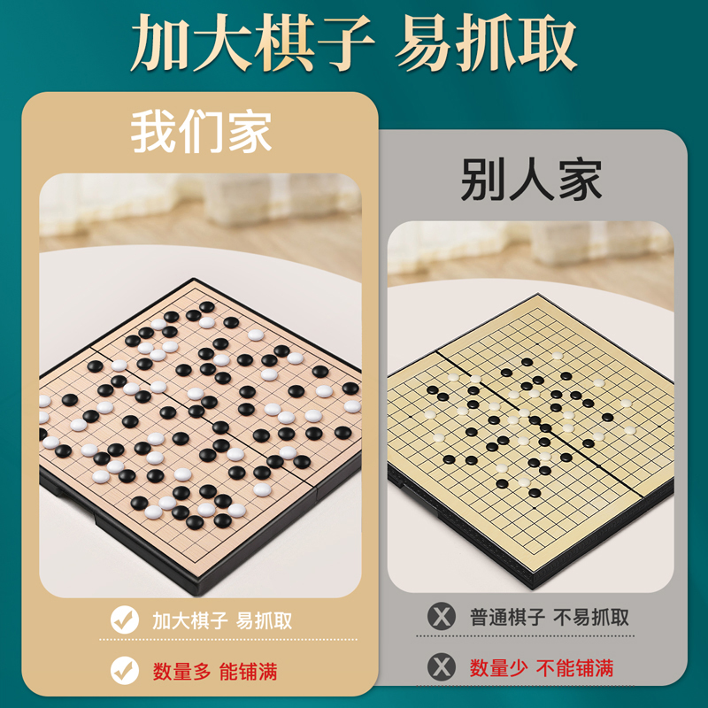 磁性五子棋围棋子儿童初学套装小学生带磁性标准棋盘成人版多功能 - 图0