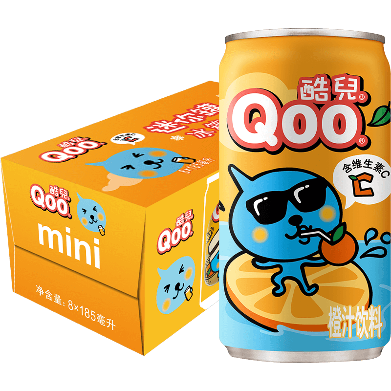 可口可乐美汁源酷儿 Qoo橙汁饮料迷你罐185ml*8罐-图0