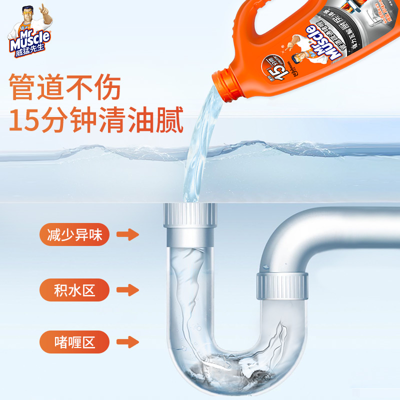 威猛先生管道疏通剂速效厨房专用管道通960ml*2 - 图3